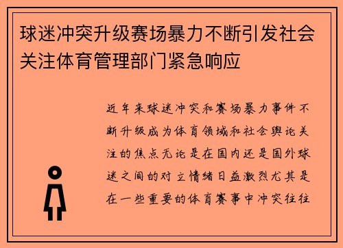 球迷冲突升级赛场暴力不断引发社会关注体育管理部门紧急响应